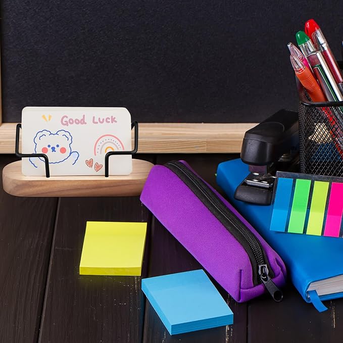 Amyhill 2 Pcs Wood Business Card Holder for Desk Wooden Business Card Display Stand Postcard Organizer for Office Home Desktop(Wood Color)