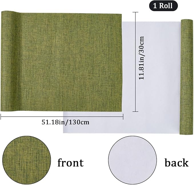 CRASPIRE 51 x 11.8 Linen Book Cloth Olive Books Binding Fabric Surface Paper Backed Bookcover Densely Woven Cloth Album Scrapbooking Archival Covering Protector Bookcloth Bookbinding Supplies