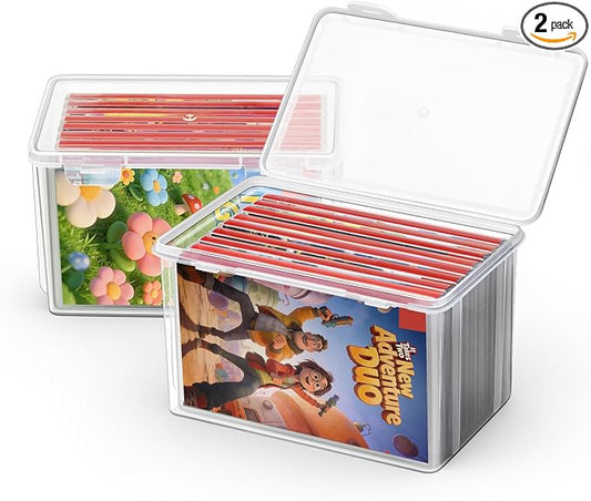 2 Pack Video Game Holder for Switch Game Storage Box Store 18 Cases, Media Storage Organizer, Clear Plastic Storage Box