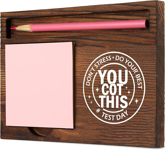 You Got This Test Day Motivation Self-Stick Note Pad Holder Encouragement Gift for Students Teachers Test-Takers Functional and Stylish Desk Organizer, Work Desk Retro Note Pad Holder SDZ354