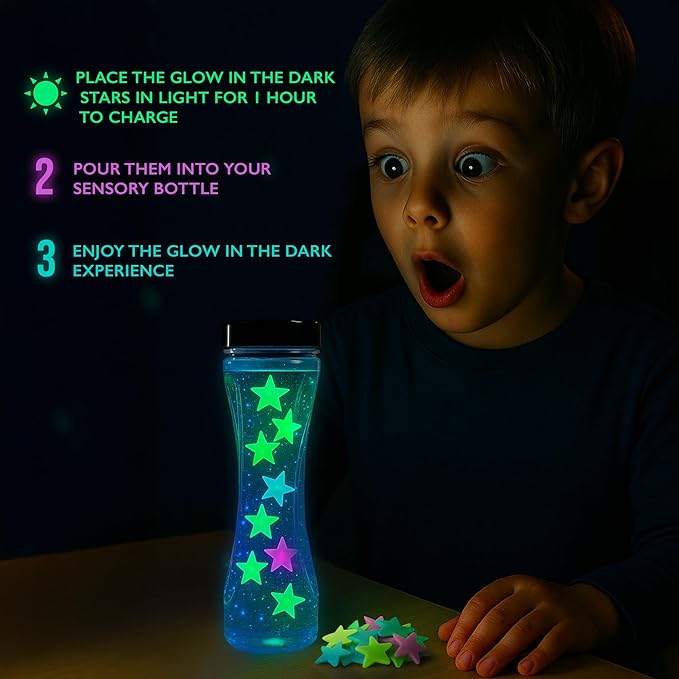 Sensory Bottle Kit – 8 Leakproof 10 oz Plastic Bottles with Caps – Calm Down Bottle DIY Sensory Bottles Fillers – Multisensory Tools for Mindfulness Focus & Creative Sensory Kit