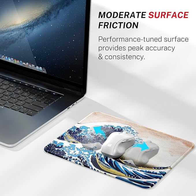 MROCO Essential Office & Gaming Mouse Pad, 8.5 x 11 Inch, Big Wave | Anti-Fray Stitched Edges, Functional Pattern Design, Non-Slip Rubber Base, Water and Stain Resistance