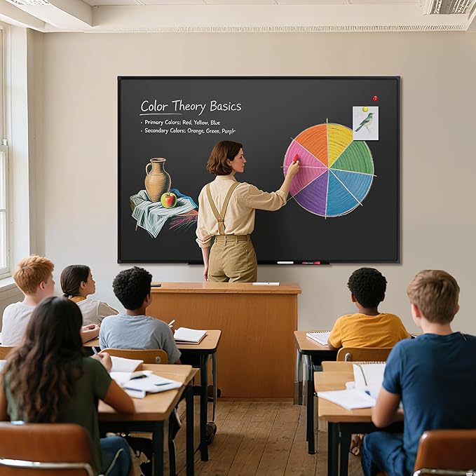 SELEAD Magnetic Chalkboard 72 x 48 Inches - Black Aluminum Frame Extra Large Chalk Board Words Sign Wall Decor for Business, Menu, School, Office - 6 x 4ft Magnet Bulletin Display Board Pizarra