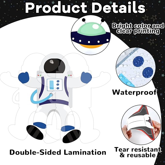 Outer Space Bulletin Board Set Galaxy Classroom Bulletin Board Decorations Astronaut Cutouts Classroom Decorations for Back to School Teachers Students Office Home Chalkboard Decor Wall Door
