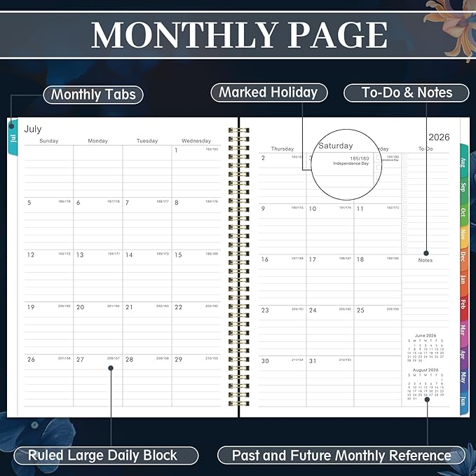 Planner 2026-2027 - Academic Planner 2026-2027, July 2026 - June 2027, 9" x 11", 26-27 Planner Weekly and Monthly, Calendar Planner with Colorful Monthly Tabs + Twin-Wire Binding + Inner Pocket + Premium Thick Paper