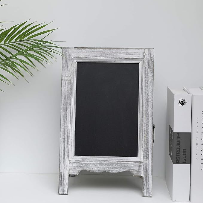 15 inch Mini Tabletop Wooden A-Frame Double-Sided Slate Chalkboard Sign Easel for Business (Gray)