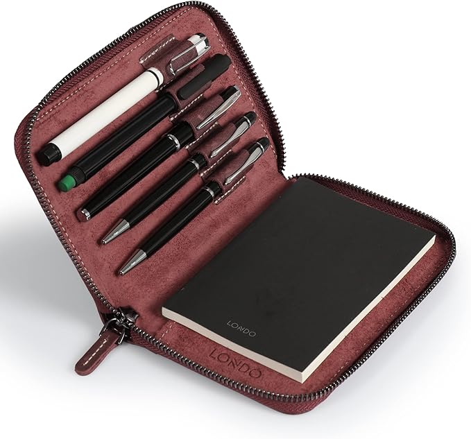 Londo Genuine Leather Padfolio – Portfolio Folder with Pencil Holder, Notepad & Zipper Closure for Business, Office & Travel