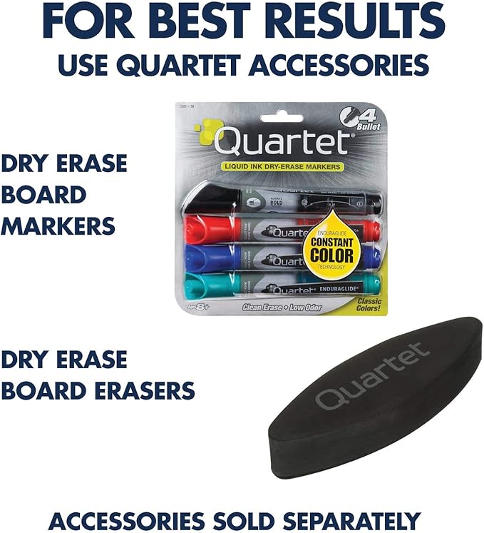 Quartet Dry Erase White Board 96"W x 48"H Non-Magnetic Whiteboard, Total Erase, Black Aluminum Frame (S538B)