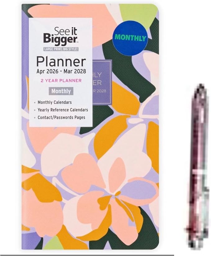 PlanAhead See It Bigger April 2026. - June 2028 Monthly POCKET 2 Years Planner, and 6 in - 1 Colorful Ballpoint Pen from TheBeliver LLC (Size 6.75 x 3.75)