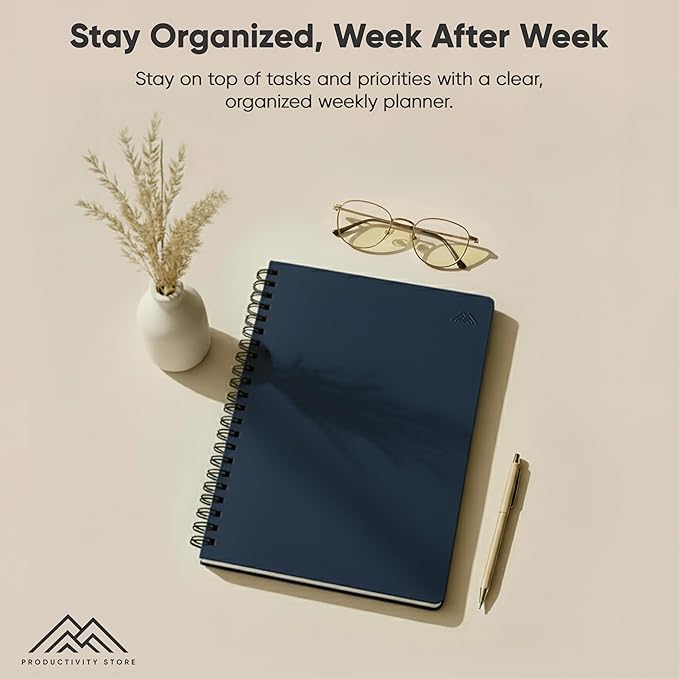 2026 Planner. 8.5" x 11" Spiral-Bound Weekly, Monthly and Daily Planner - Organize All 52 Weeks - Increase Productivity and Get Organized - Productivity Store (Navy)