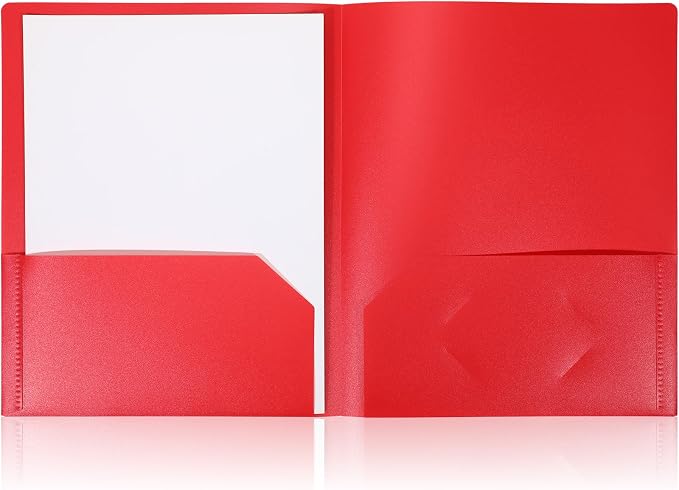 1 Pcs Heavy Duty Plastic Folders 2 Pocket File Folder Fit Letter Size for Home Office School Communication Presentation Report Sheet Protectors (Red)