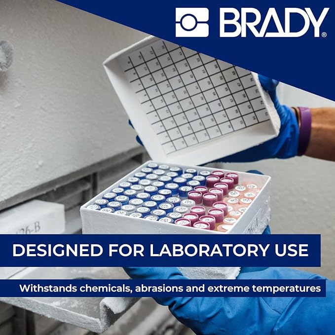 Brady Authentic (M5-118-492) FreezerBondz™ Ultra-Thin Cryogenic Polyester LBL .375 x 1 x .375Dia Black on White, 240 Labels. for use with The BMP51 and M511 Label Printers