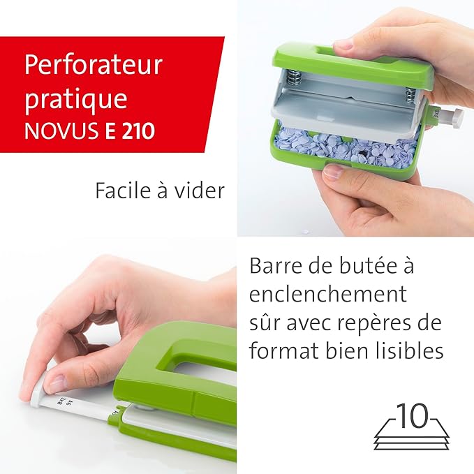 Novus 020-1874 Twin Set Stapler with Punch E 15/E 210 – Desk Set Green