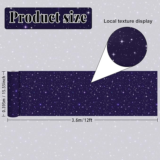 Outer Space Bulletin Board Roll Reusable Waterproof Erasable Night Sky Non-Woven Fabric Bulletin Board Fade Resistant Wrinkle Resistant Galaxy Planet Poster for Classroom Decor Wrap Craft 15.5" x12ft