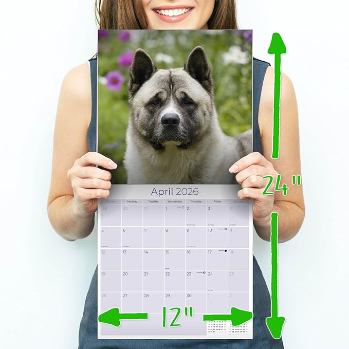 Akita Calendar 2026 by MegaCalendars – Monthly Dog Breed Wall Calendar, Made in USA