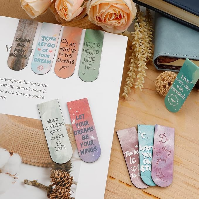 Magnetic Bookmarks, 15PCS Bookmark, Cute Bookmarks, Magnet Bookmark Clips, Bookmarks for Women Men Kids Reading, Teacher Bookmark, Graduation Inspirational Bookmark(Style-2)