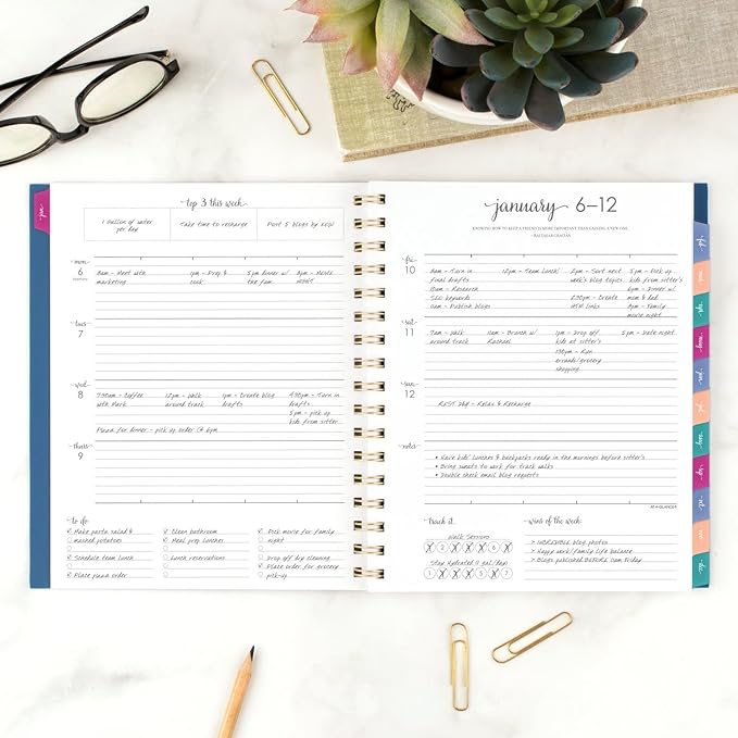 AT-A-GLANCE 2025 Planner, Weekly & Monthly, 7" x 8-3/4", Medium, Harmony, Denim (1099-805-20-25)