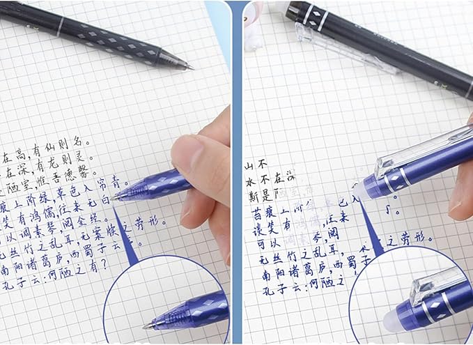 MOZXIRZ 6 Pcs Erasable Gel Ink Pens Retractable Pens Blue Ink Smooth Writing Pens 0.5mm Fine Point Pen Office School Pens Women Men Pens (Blue Ink)