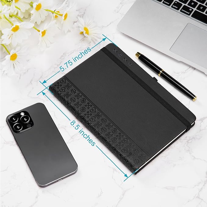 2026 Planner Journal with Yearly, Monthly, Weekly & Daliy Plan Pages, 24 Lined and 24 Dotted Pages, More Functional Pages, 8.5" x 5.75" Medium A5 Size (Black with Pen)
