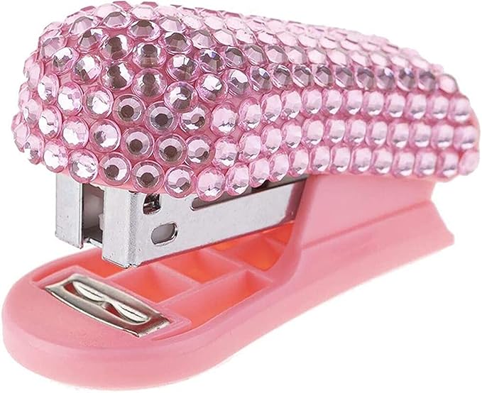 Liudan Stapler Stapler Small Stapler Desktop Stapler Diamond Encrusted Stapler Pink Gift Stapler Home Office Supplies Office Stapler