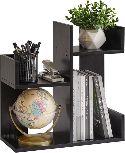 Aibiju Book Organizer for Desk, Cute Desk Top Organizing, Tree Bookshelf Unique Nursery Bookcase, Book Ends for Desk, Book Holder for Shelf Black YD-DSR002B