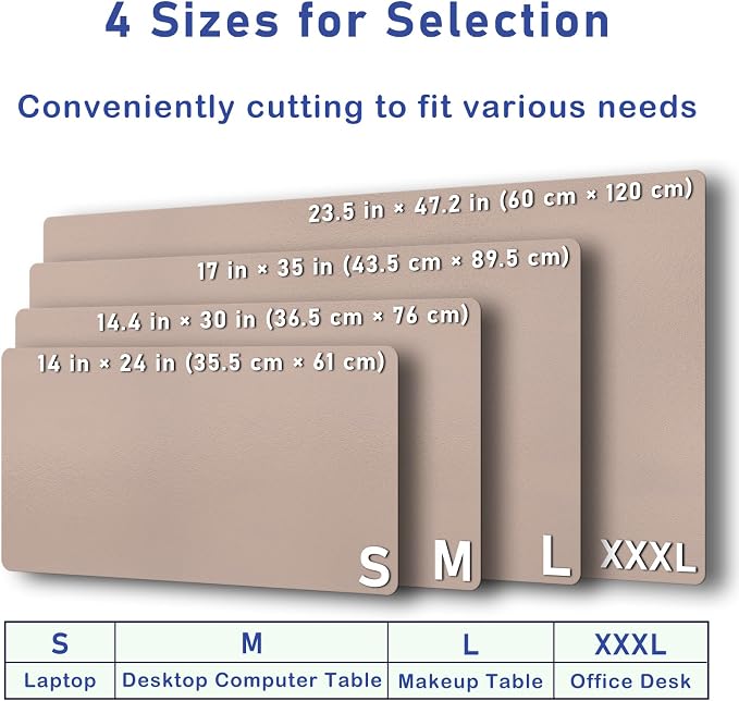 Boutilon Leather Desk Pad Protector,Non-Slip Mouse Pad,Laptop Desk Pad,Office Mouse Mat,Waterproof Leather Desk Blotter,Desk Writing Pad for Office and Home (S-Champagne,24"x 14")