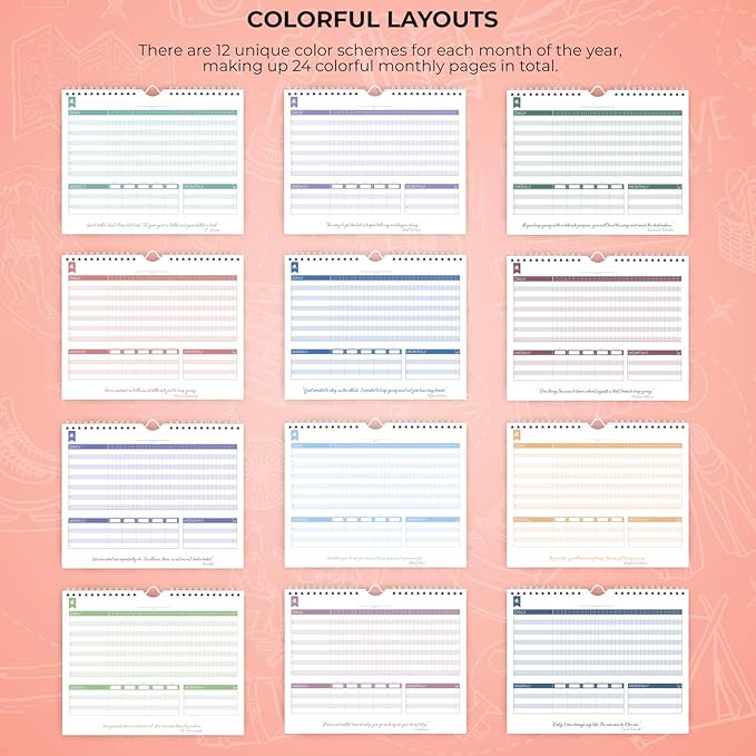 Clever Fox Habit Tracker Calendar – Inspirational Goal Tracker and Habit Calendar for Atomic Habits – Colorful Habit & Goal Planner Journal to Boost Productivity – 24 Months, 10″ x 8″ (Pink)