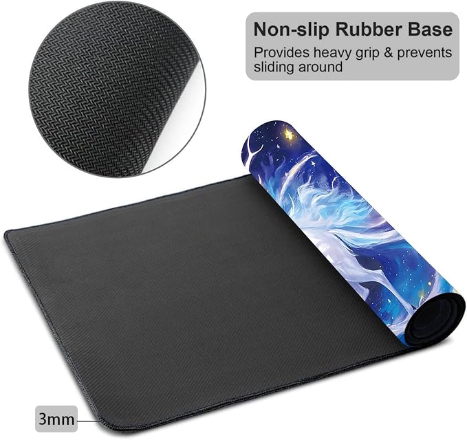 Mouse Pad Gaming Mousepad 31.5x11.8 Inch XXL Large + Coasters,Desk Mat with Stitched Edges, Non-Slip Rubber Base, Thick Mouse Pad for Computer, Laptop, Office & Home - Colorful Deer