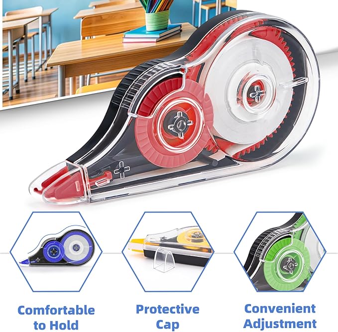 4 Pcs Colorful Correction Tape, 39.4 Ft White Wrong Out Tear-Resistant Bulk, Instant Corrections Easy To Use Applicator for School, Office, Note Taking, Journal (Tape Width 0.2 in, Clear)