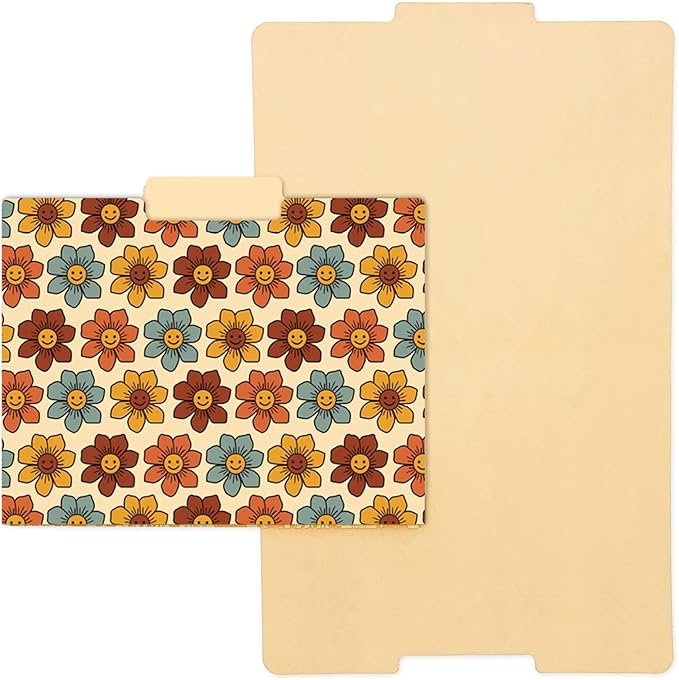 FYSUIMU Boho Floral File Folders 12 Pack Retro Rainbow Flower Letter Size File Pockets with 1/3 Cut Tab for Office Classroom Files Organizer, 9.5 x 11.5 Inch