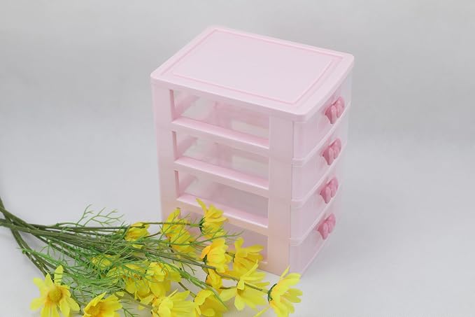 Girls Cute Lovely Color Storage Box Desktop Organizer Bathroom Bedroom Jewelry Storage Box For Storing Small Items (4 layers)