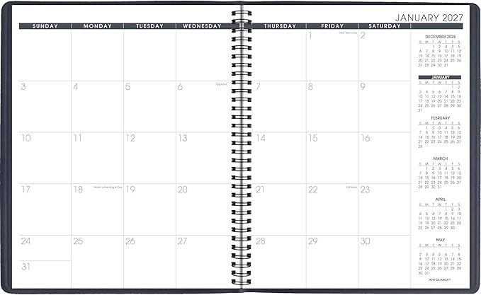 AT-A-GLANCE 2027 Planner, Monthly, 15-Month Jan-Mar, 9" x 11", Unruled Daily Blocks, Navy (702602027)