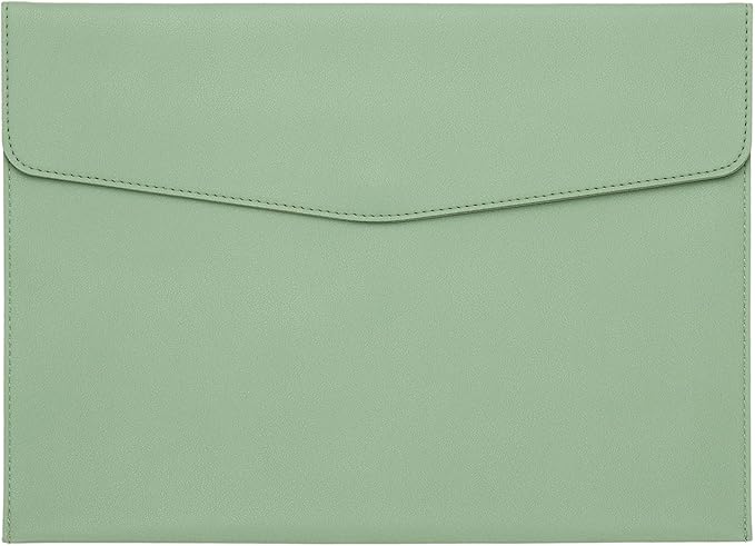 PATIKIL PU Leather A4 File Folder, Document Holder Filing Organizer Portfolio Envelope Folder Case with Snap Closure for Letter Receipt Style 2, Green