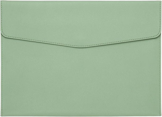 PATIKIL PU Leather A4 File Folder, Document Holder Filing Organizer Portfolio Envelope Folder Case with Snap Closure for Letter Receipt Style 2, Green