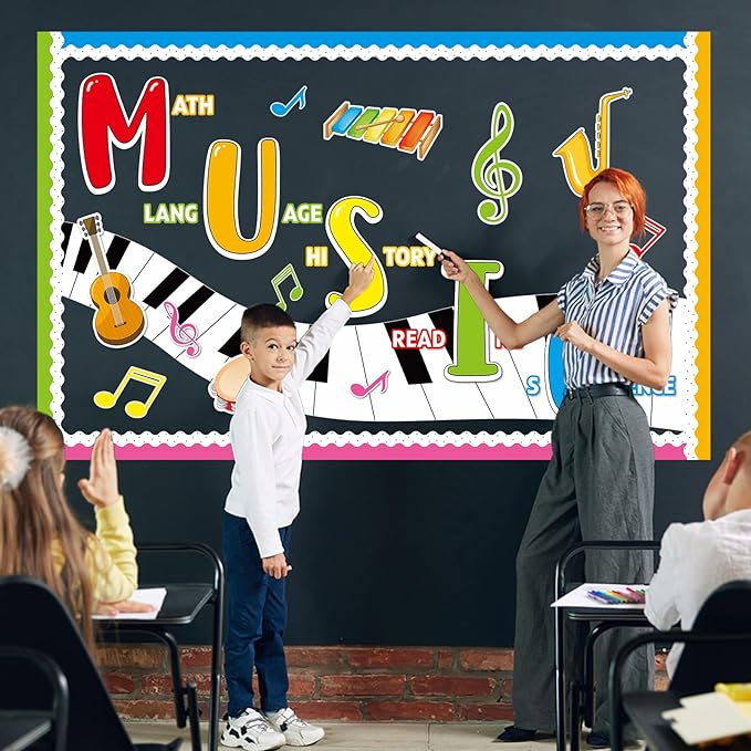 Music Themed Bulletin Board Decorations Musical Notes Classroom Bulletin Board Colorful Music Paper Cutouts for Kids Students Classroom School Chalkboard Nursery Wall Back to School Supplies