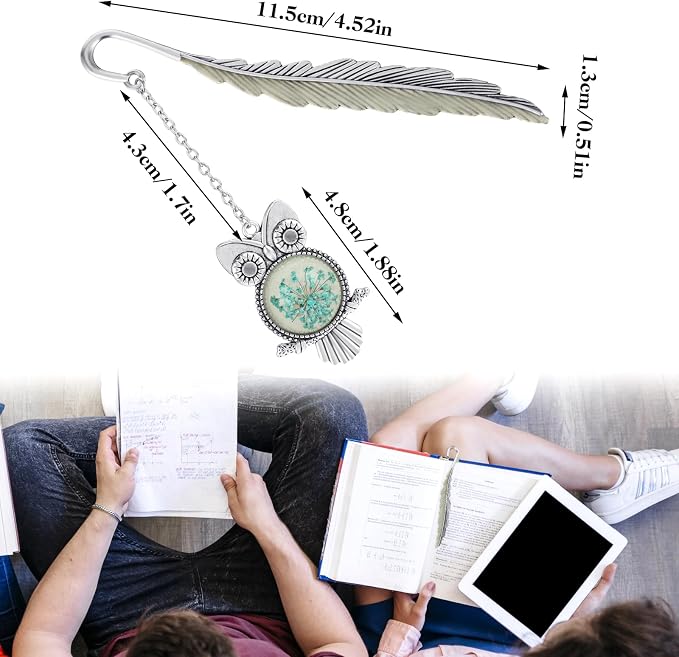 Jeffdad Fantasy Luminous Bookmark Gifts for Women Girls, Cool Glow in The Dark Butterfly & Owl Bookmarks (Silver)