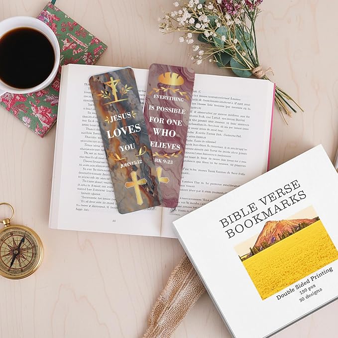 100 Pack Bookmarks with Bible Verses, Double-Sided Designs Inspirational Christian Bookmark for Women & Men Reading Lover Bible Book Markers for Classroom Church