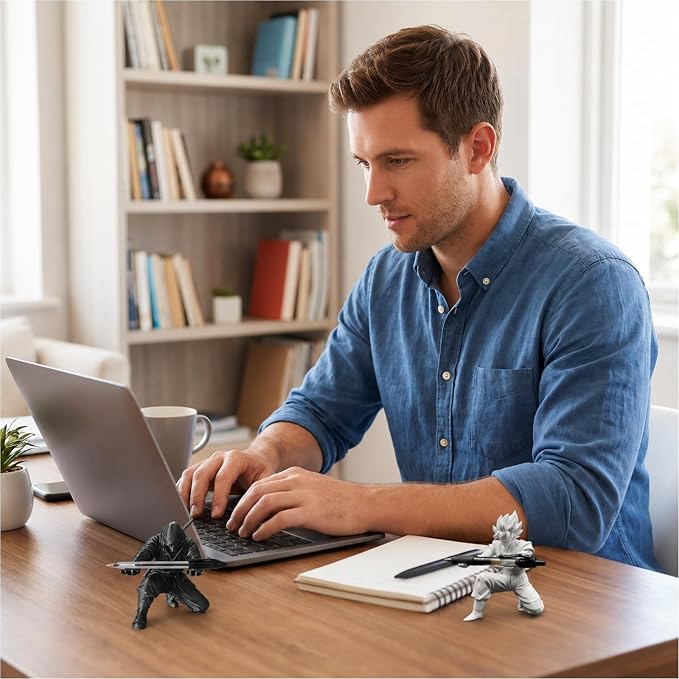 Ninja Pen Holder and Samurai Pen Holder Set, Ninja Pen Holder for Desk and Office Organization, White Saiyan Pen Holder for School and Home Use, PVC Material Construction with Large Size Design