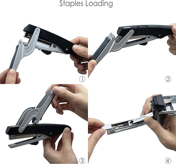 Handheld Plier Stapler Set, Heavy Duty Stapler with Staples, One-Touch Staple Loading, Ergonomic Grip, Desktop Sturdy Metal Hand Stapler for Office, School, Home, Packaging