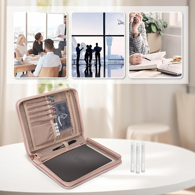 Damero Folio Cover Compatible for Rocketbook Core, Panda and Fusion, Reusable Notebook Cover for Letter Size 8.5'' x 11'' with Pen Holder and Magnetic Clasp, Pink