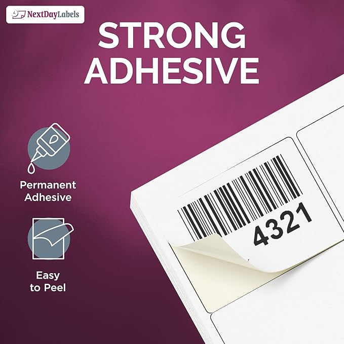 NextDayLabels 2.69x2 Inch Rectangle Stickers White Blank Labels for Laser Inkjet Printer - 15 Per Sheet Self-Adhesive Shipping Name Tags Product Made in USA - 15,000 Labels