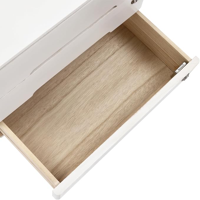 Wooden Desktop Storage Box with Lockable Drawers, Flat File Cabinet Drawer Desktop Storage Box, Countertop Storage Cabinet for Office Home Toiletries Supplies Vanity (White, 3 Drawer)