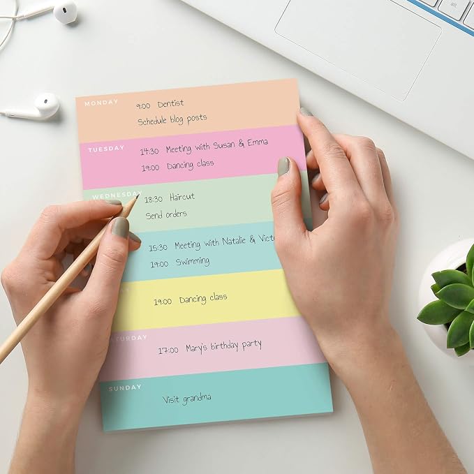 Daily Planner by Sweetzer & Orange - Undated 2026 pad – Colorblock Magnetic To Do List Notepad - Mon to Sun Agenda and Habit Tracker Organizer, Desk Pad for College Student, Office or Home