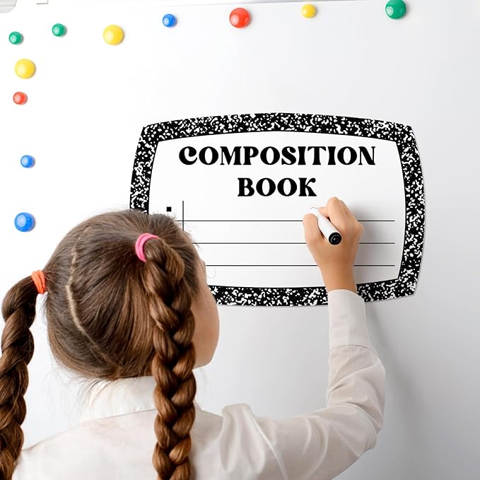 Whaline 4Pcs Composition Book Bulletin Board Paper Classroom Decorations White Black Composition Notebook Cover Paper for Back to School Decorative Supplies