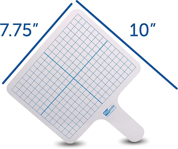 Flipside Products Rectangular Graph Dry Erase Answer Paddles, Double-Sided, Auction, Handheld Whiteboard, Handle Response Board, Classroom Dry Erase, Math Practice, Pack of 12