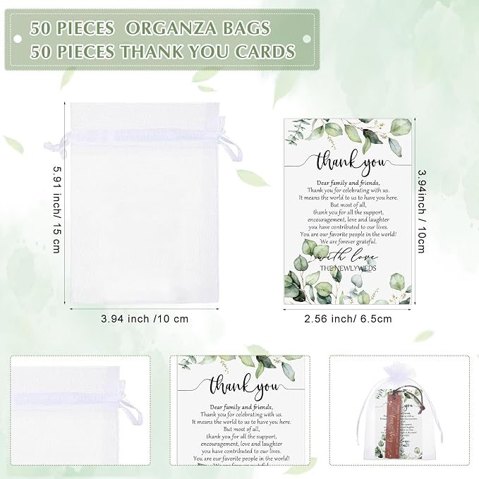 Dispowreath 50 Sets Wedding Favors for Guests Bulk Includes PU Leather Bookmarks Cards and Organza Bags Bridal Shower Thank You Gifts Wedding Welcome Gifts Recuerdos para Boda