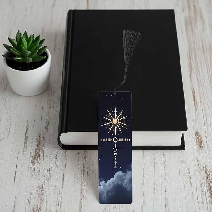 Galaxy Starry Bookmarks 5 Pcs Space Cloud Sky Wooden Bookmark with Tassels for Reading Book Lovers Gift Office School Readers Teacher