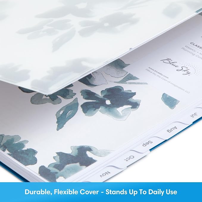 Blue Sky 2027 Weekly and Monthly Planner Calendar, January 2027 - December 2027, 8.5" x 11", Flexible Cover, Laminated Tabs, Durable Twin Wire Binding, Storage Pocket, Bakah Blue