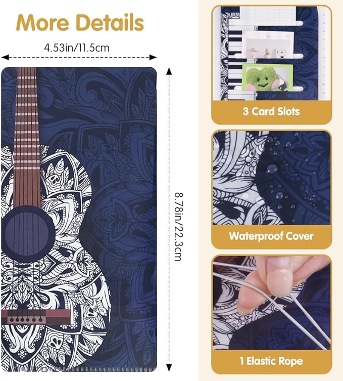 Pocket Planner Notebook with Plastic Sleeve, Storyboard Planner Refills, 30Sheets, 8.25x4.25inches Regular TN Journal Notebooks, Travelers Notebook Insert Shot List Planner for Creators. Guitar