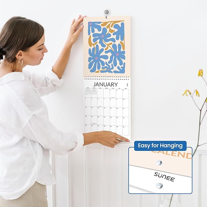 SUNEE Wall Calendar 2026, Colorful Flower Calendar From Jan. 2026 - Jun. 2027 18 Months, 8.5" x 11" Aesthetic with Thick Paper, Perfect for Home or Office, Floral